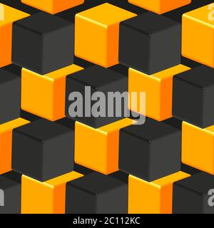 Black Gold Cubes Pattern on Black Stock Vector