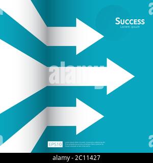 business arrow target direction concept to success. Finance growth vision stretching rising up. banner flat style vector illustration. Return on Stock Vector
