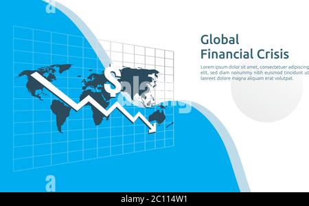 business finance crisis concept. money fall down with arrow decrease symbol. economy stretching rising drop, global lost bankrupt. cost declining Stock Vector