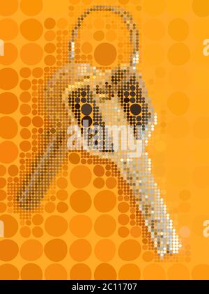 Two keys with metal ring on the orange background. Vector eps10 illustration Stock Photo