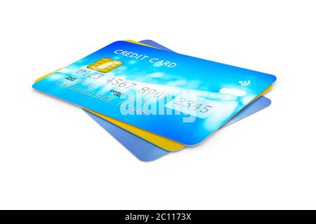 three credit cards for payment Stock Photo