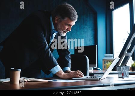 Elegant businessman analyzing data in office Stock Photo