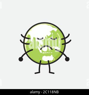 An illustration of Cute Green Earth Mascot Vector Character in Flat Design Style Stock Vector