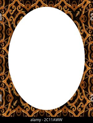 Circle Frame with Oriental Decorated Borders Stock Photo