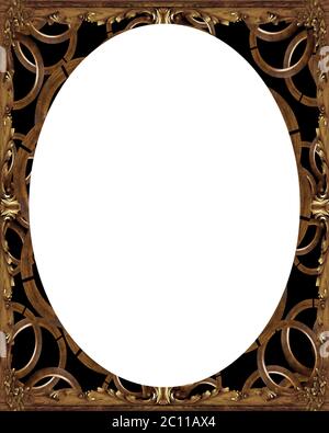 Circle Frame with Oriental Decorated Borders Stock Photo