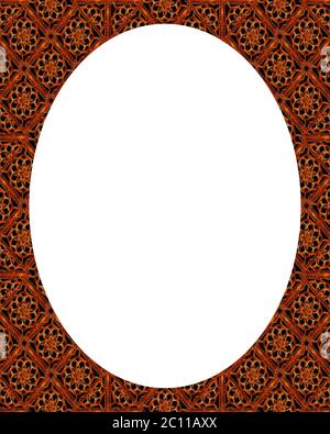 Circle Frame with Oriental Decorated Borders Stock Photo