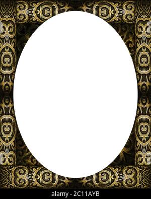 Circle Frame with Oriental Decorated Borders Stock Photo