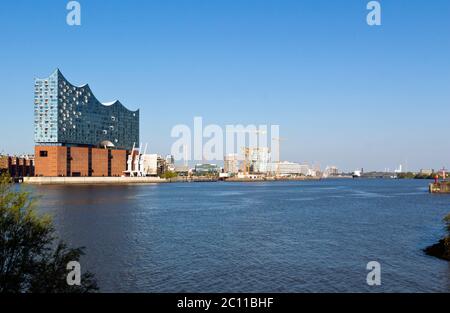 View across river Elbe towards Elbphilharmonie, Hamburg, Germany Stock Photo