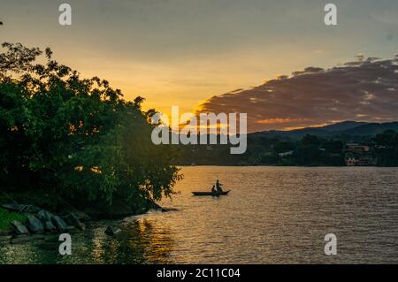 Lake Malawi Sunset Africa Stock Photo