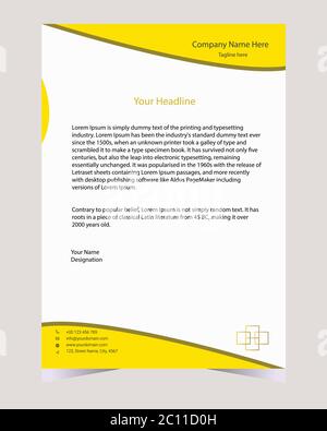 Corporate simple design business letterhead. Creative and modern letterhead with print ready vector template. Stock Vector