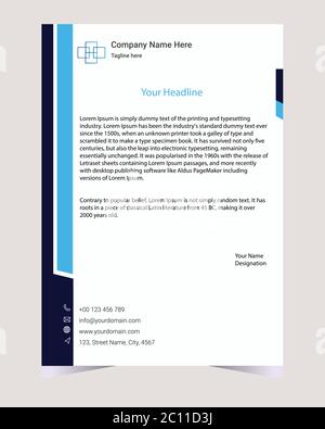 Corporate simple design business letterhead. Creative and modern letterhead with print ready vector template. Stock Vector