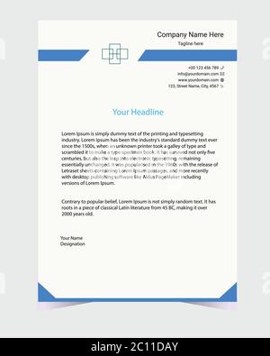 Corporate simple design business letterhead. Creative and modern letterhead with print ready vector template. Stock Vector
