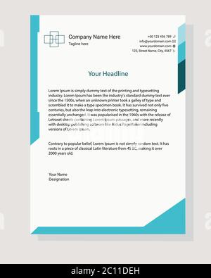Corporate simple design business letterhead. Creative and modern letterhead with print ready vector template. Stock Vector