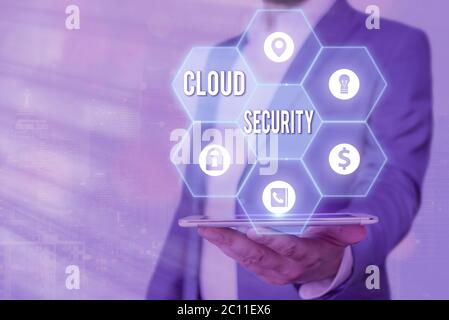 Handwriting text Cloud Security. Conceptual photo Imposing a secured system of existing data in the Internet Stock Photo