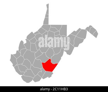 Map of Greenbrier in West Virginia Stock Photo