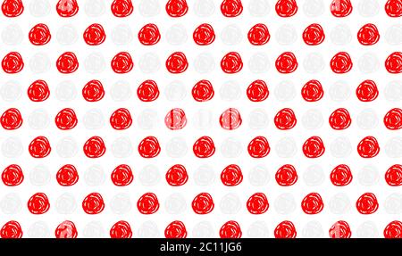 Abstract pattern of hand drawn circles in red and gray Stock Vector