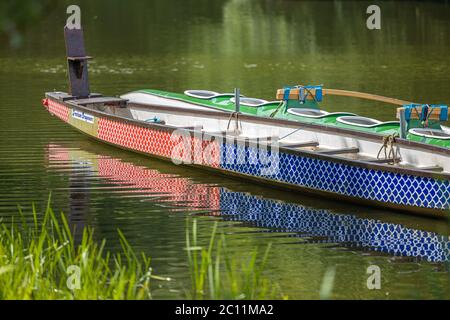 Images of the boats on the lake at Trentham Gardens in Stoke-on-Trent Staffordshire, UK Stock Photo