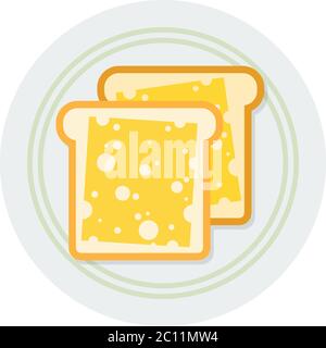 Cheese sandwiches on a plate vector icon flat isolated Stock Vector