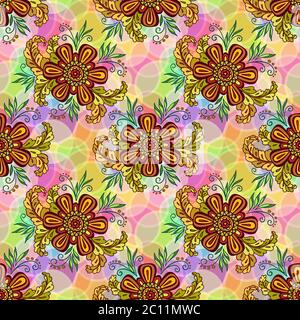 Seamless Tile Floral Pattern Stock Photo