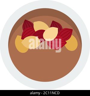 Peeled peanuts in a bowl vector icon flat isolated Stock Vector