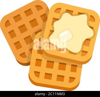 Square Waffles With Butter Vector Icon Flat Isolated Stock Vector Image Art Alamy