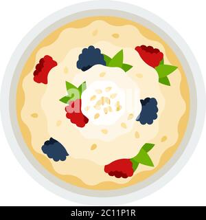 Bowl of corn porridge for breakfast vector icon flat isolated Stock Vector