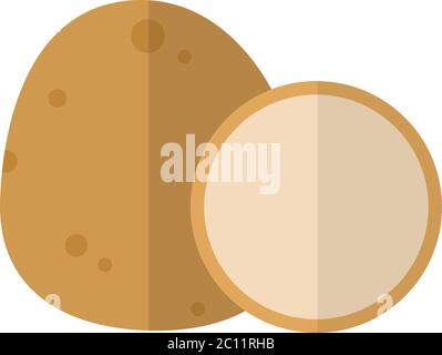 Unpeeled potatoes and a slice of potato vector icon flat isolated Stock Vector