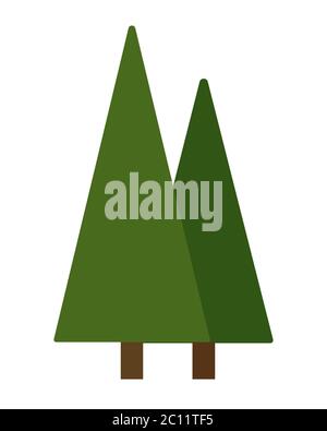 Green conifer tree vector icon isolated on white background. Stock Vector