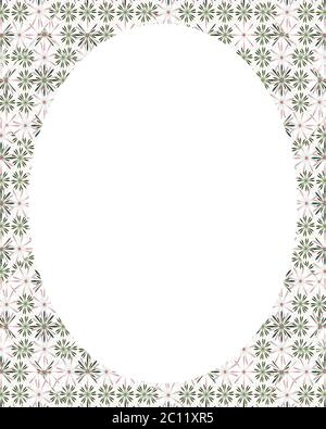 White Frame Background with Round Floral Decorated Borders Stock Photo
