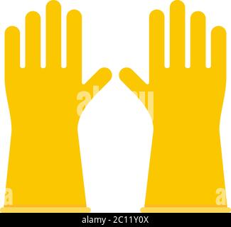 Yellow rubber gloves vector icon flat isolated Stock Vector