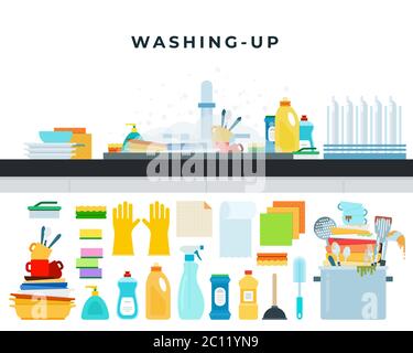 Pile of unwashed, dirty dishes in the sink. Mess in the kitchen. Dirty  kitchenware, plates and mugs. Chaos at home. Laziness. Cluttered apartment.  Messy cutlery and dishware. 15183924 Stock Photo at Vecteezy