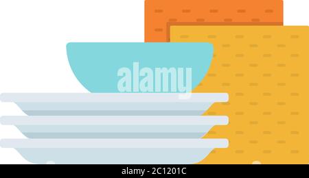 Folded clean plates vector icon flat isolated Stock Vector
