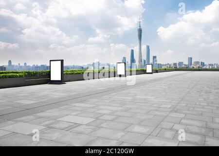 landmark guangzhou tower from empty floor Stock Photo