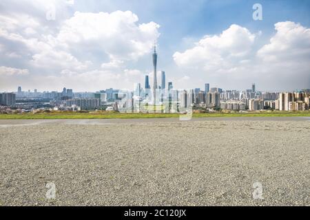 landmark guangzhou tower from empty space Stock Photo