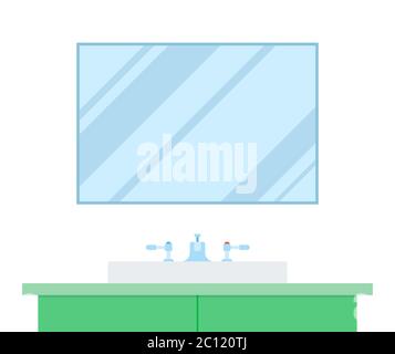 Bathroom mirror and washbasin cabinet vector illustration in a flat design Stock Vector