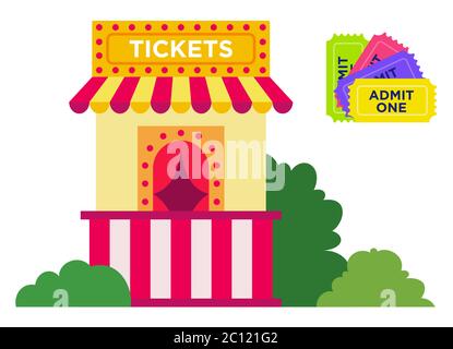 Kiosk for selling tickets for rides and color cards vector illustration in a flat design Stock Vector