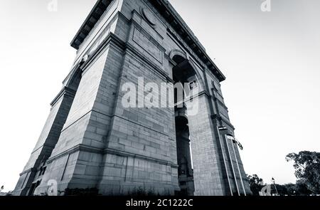 India Gate war memorial located in New Delhi, India. India Gate is the most popular tourist attraction to visit in New Delhi. New Delhi is the Capital. Stock Photo