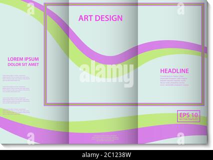 Soft colorful light green and violet lines vector background template. Flyer, cover, banner design. Trendy vector abstract shapes lines art design for Stock Vector