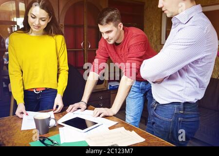Business team at work with financial reports Stock Photo