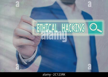 Handwriting text writing Ethical Hacking. Conceptual photo a legal attempt of cracking a network for penetration testing Stock Photo