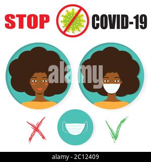 Coronavirus self and others protection main rule infographic. Wear a mask.  Vector illustration concept. Stock Vector