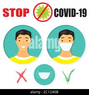 Coronavirus self and others protection main rule infographic. Wear a mask.  Vector illustration concept. Stock Vector