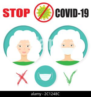 Coronavirus self and others protection main rule infographic. Wear a mask.  Vector illustration concept. Stock Vector