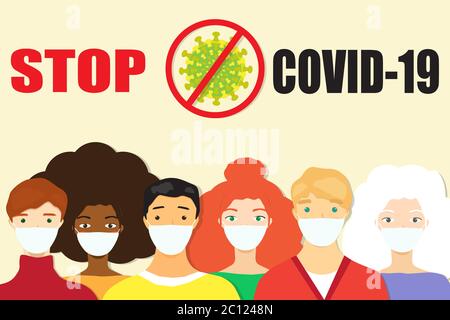 Coronavirus self and others protection main rule. Wear a mask. Vector illustration concept. Stock Vector