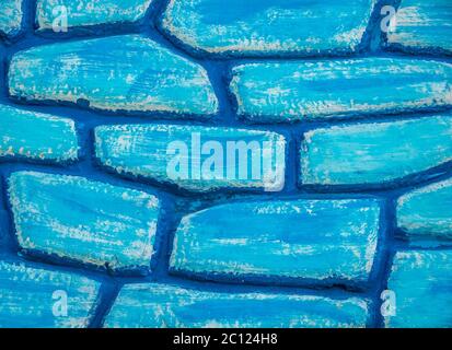 Blue colored bricks pattern texture backgound Stock Photo