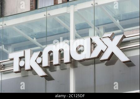 TK Maxx Clothing Store exterior Sign in Cork, Ireland Stock Photo