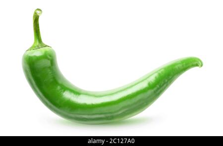 One green chili pepper isolated on white background Stock Photo
