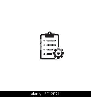 Clipboard with gear isolated icon. Technical support check list icon. Management flat icon concept. Software development. Stock Vector