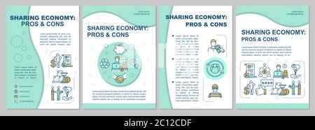 Sharing economy pros and cons brochure template Stock Vector
