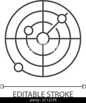 Navigational radar pixel perfect linear icon Stock Vector